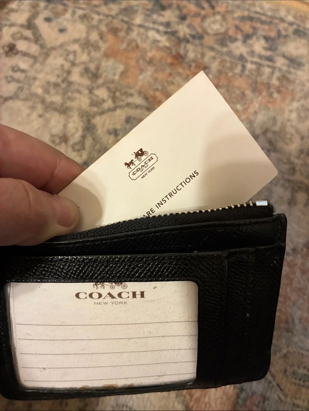 Coach Brown Signature Monogram Zip Card‎ & Key Holder